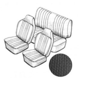 Stoelbekleding kever cabriolet zwart basket 
vinyl 8/67->7/69  met vaste hoofdsteun