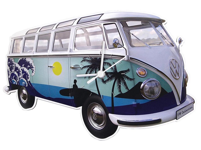 Wandklok VW T1 Blauw/wit SURF