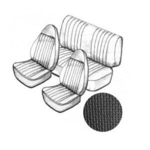 Stoelbekleding kever sedan zwart basket 
vinyl 8/72->7/73  met vaste hoofdsteun