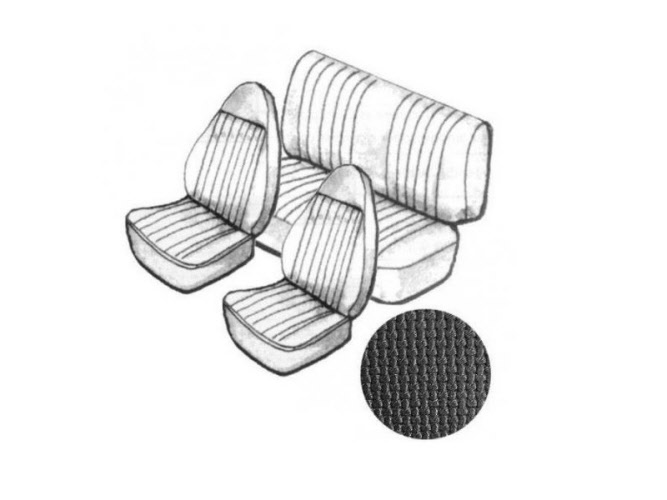 Stoelbekleding kever sedan zwart basket
vinyl 8/72->7/73 met vaste hoofdsteun